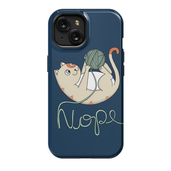 iPhone 15 StrongFit Cat Nope Blue by Coffee Man