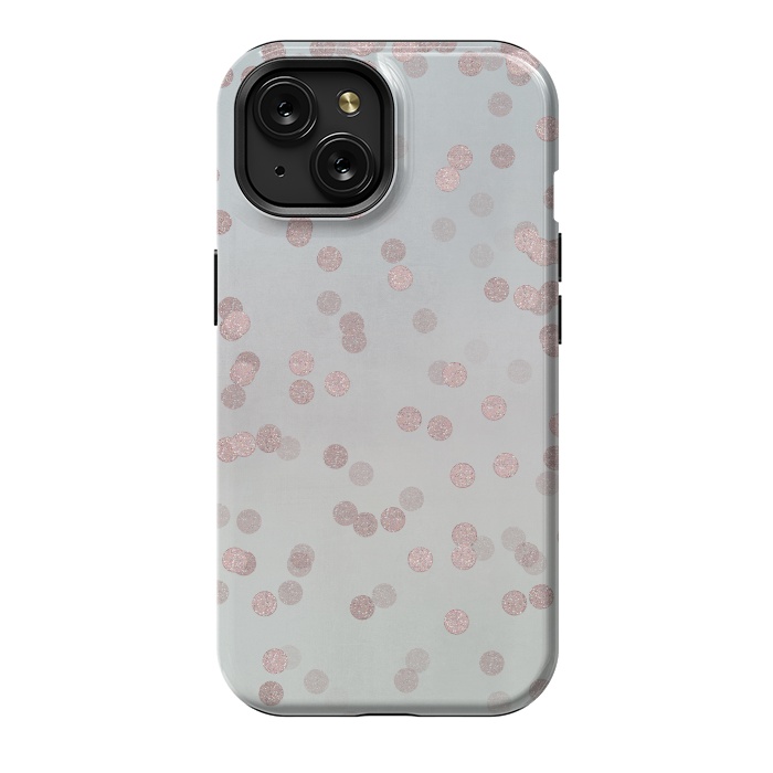 iPhone 15 StrongFit Rose Gold Glitter Dots by Andrea Haase