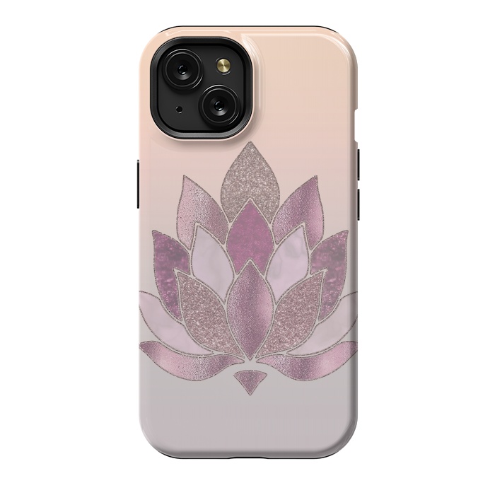 iPhone 15 StrongFit Shimmering Lotus Flower Symbol 2 by Andrea Haase