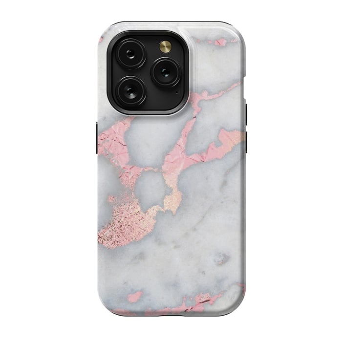 iPhone 15 Pro StrongFit Marble with Rose Gold Veins by  Utart