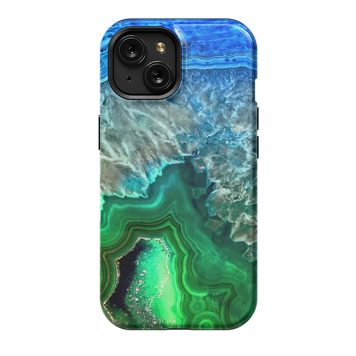 iPhone 15 StrongFit Blue and Green Agate  by  Utart