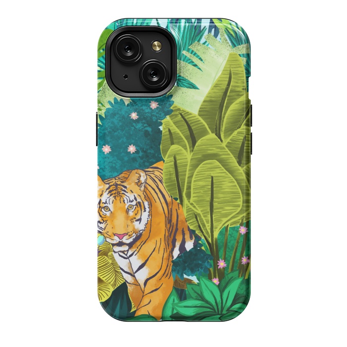 iPhone 15 StrongFit Jungle Tiger by Uma Prabhakar Gokhale