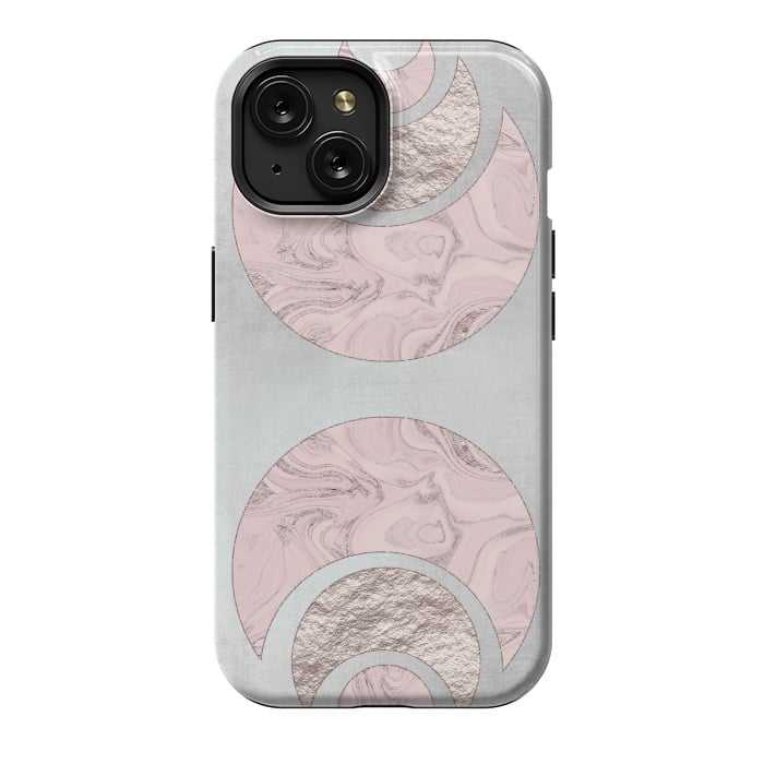 iPhone 15 StrongFit Marble Rose Gold Half Moon by Andrea Haase