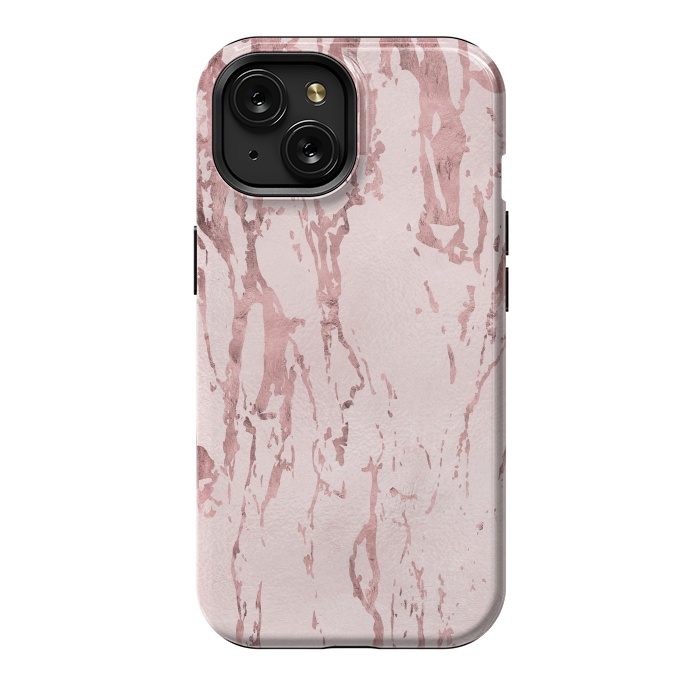 iPhone 15 StrongFit Shiny Rose Gold Marble 2 by Andrea Haase
