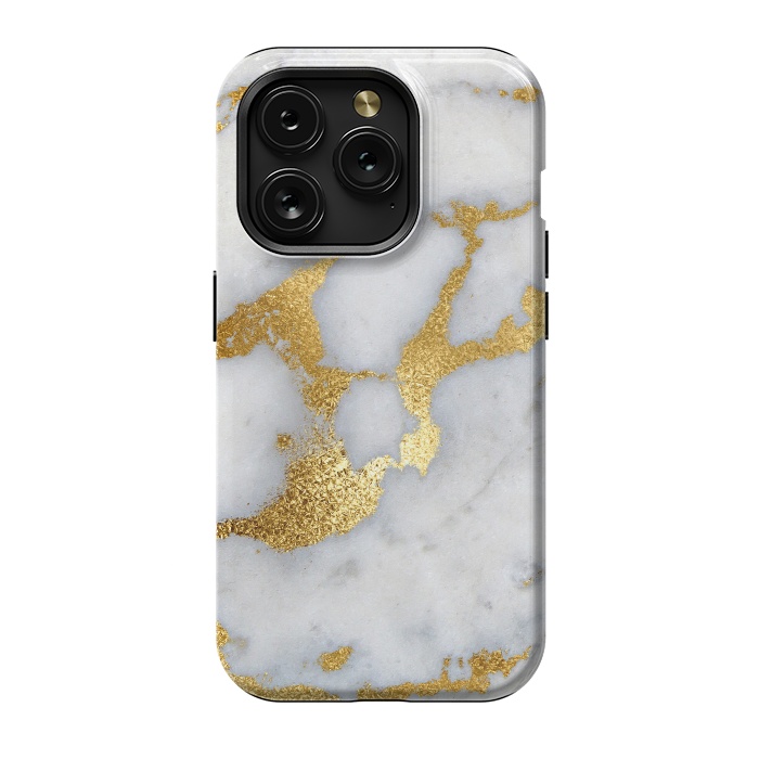 iPhone 15 Pro StrongFit Marble with Gold Metal Foil Veins by  Utart