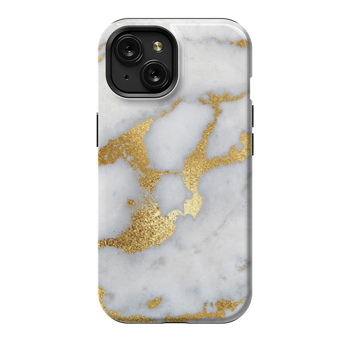 iPhone 15 StrongFit Marble with Gold Metal Foil Veins by  Utart
