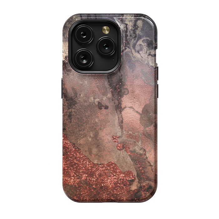 iPhone 15 Pro StrongFit Copper Glitter and Ink Marble by  Utart