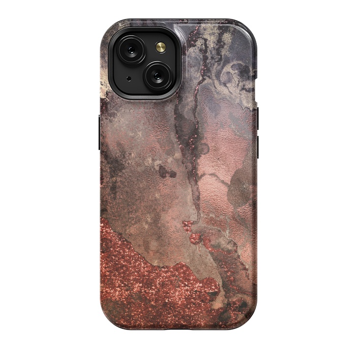 iPhone 15 StrongFit Copper Glitter and Ink Marble by  Utart