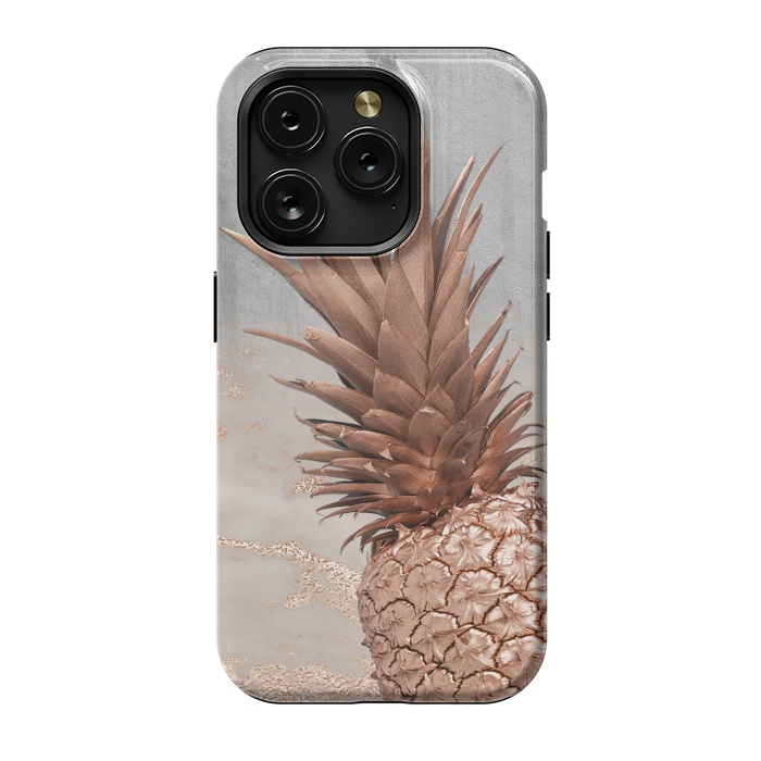 iPhone 15 Pro StrongFit Rose Gold Pineapple on Congrete by  Utart