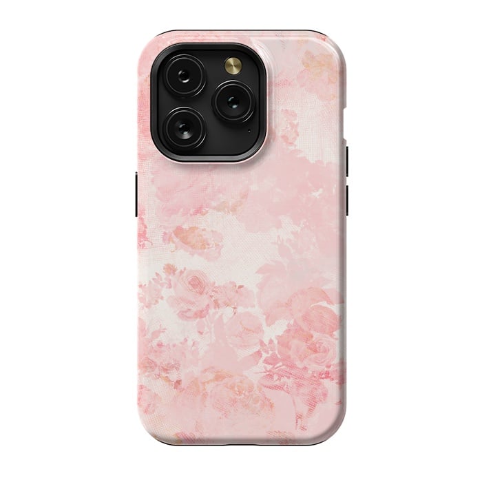 iPhone 15 Pro StrongFit Vintage Roses in Pink - Pattern by  Utart