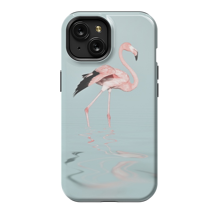 iPhone 15 StrongFit Flamingo On Turquoise Waters by Andrea Haase