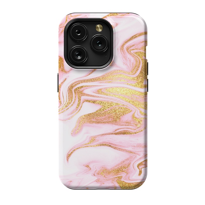 iPhone 15 Pro StrongFit Pink and gold Fluid Marble by  Utart