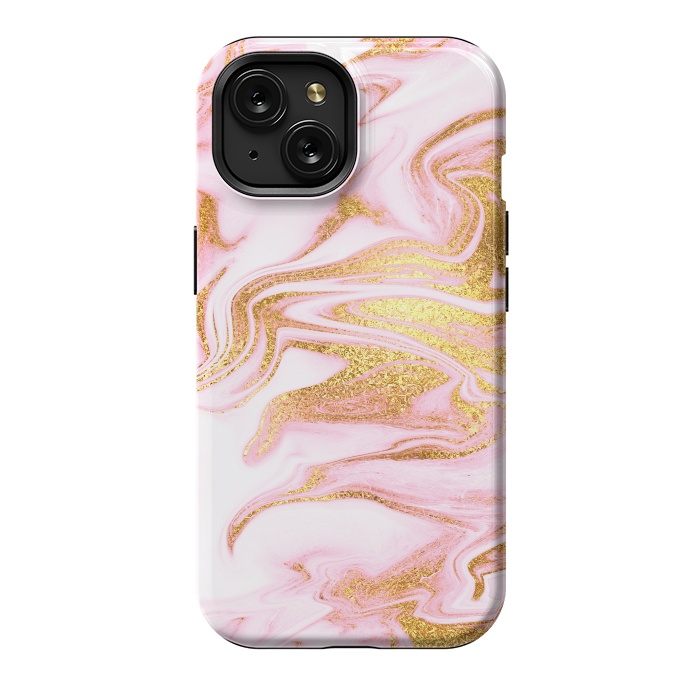 iPhone 15 StrongFit Pink and gold Fluid Marble by  Utart