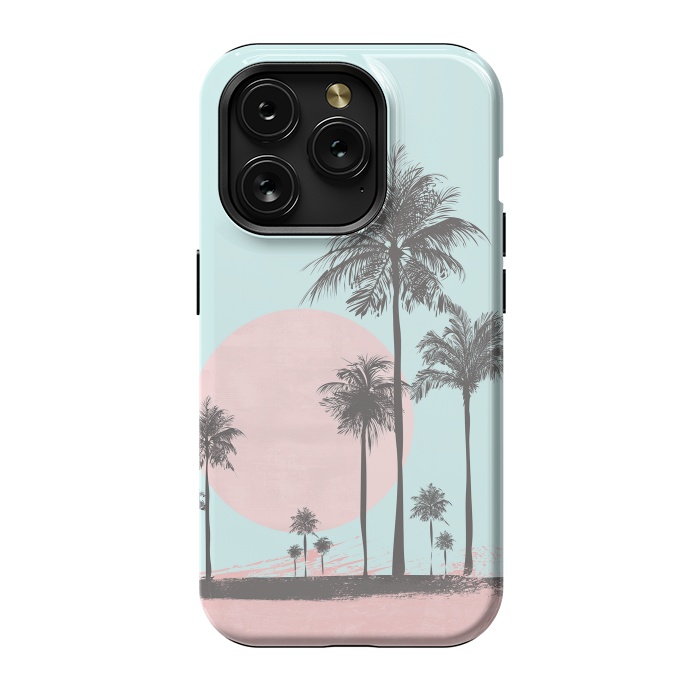 iPhone 15 Pro StrongFit Beachfront Palm Tree Sunset by Andrea Haase