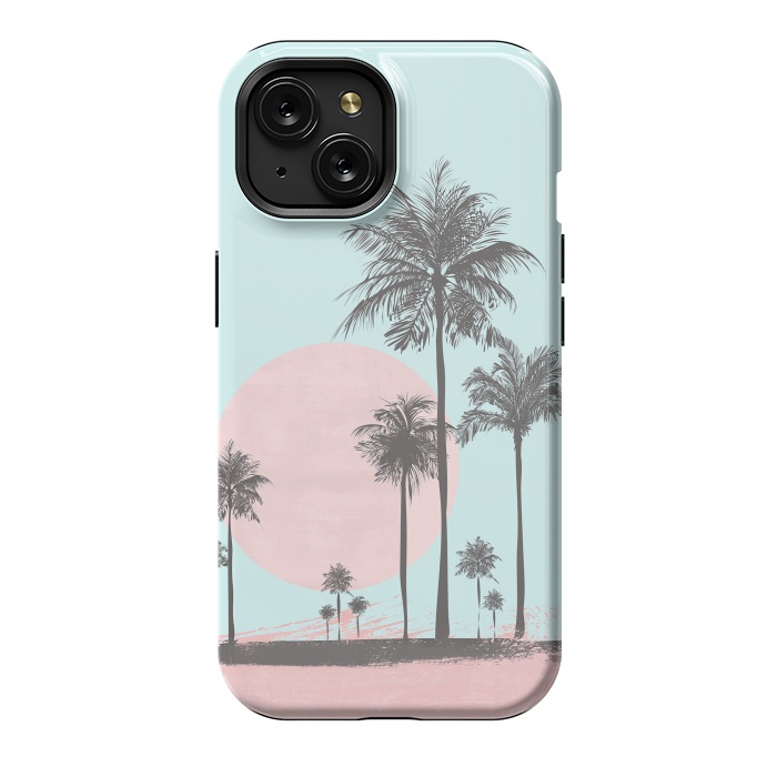 iPhone 15 StrongFit Beachfront Palm Tree Sunset by Andrea Haase