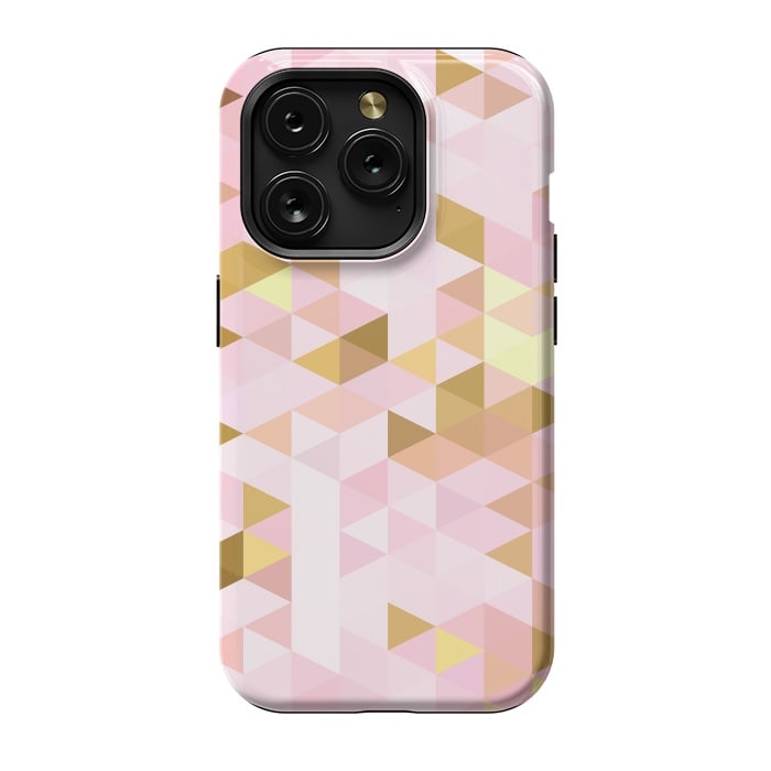 iPhone 15 Pro StrongFit Pink and Rose Gold Marble Triangle Pattern by  Utart