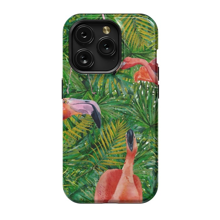 iPhone 15 Pro StrongFit Flamingo Jungle Party by  Utart