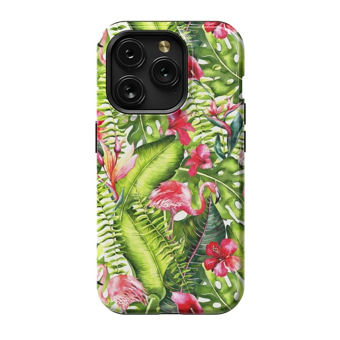 iPhone 15 Pro StrongFit Flower Jungle and Flamingo  by  Utart