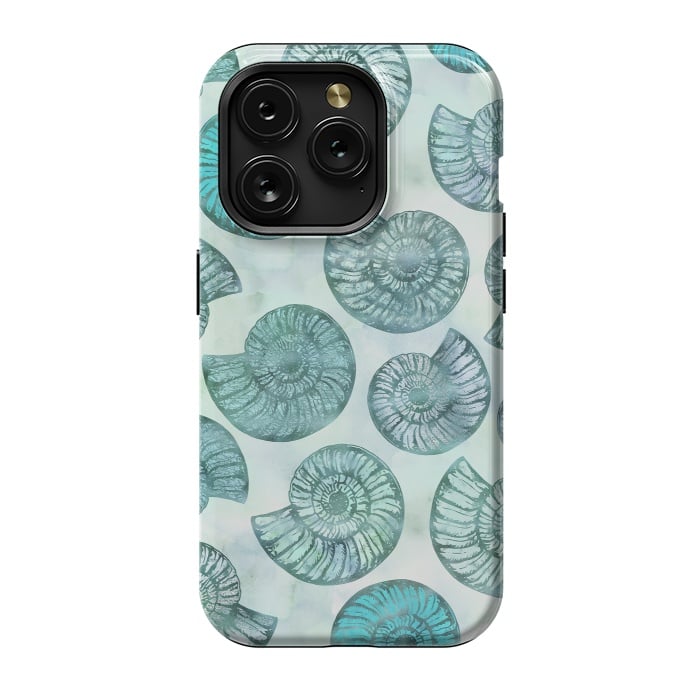 iPhone 15 Pro StrongFit Teal Fossils And Ammonites by Andrea Haase