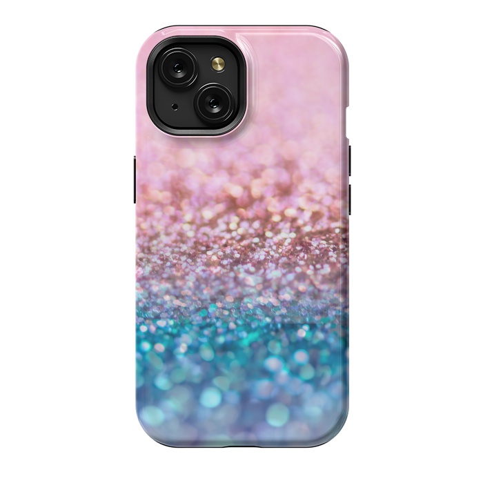 iPhone 15 StrongFit Teal and Rose Gold Glitter Dance by  Utart