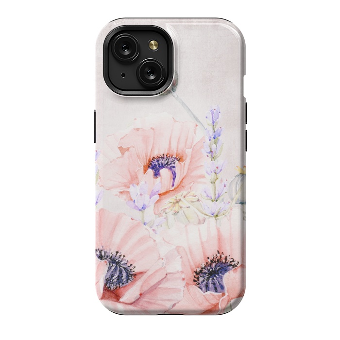 iPhone 15 StrongFit Pink Poppy Field by  Utart