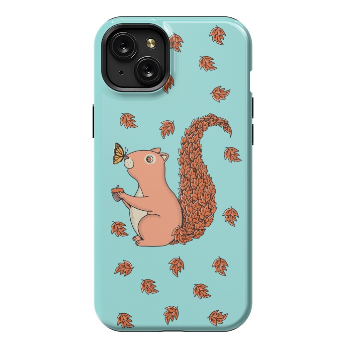 iPhone 15 Plus StrongFit Squirrel and Butterfly by Coffee Man