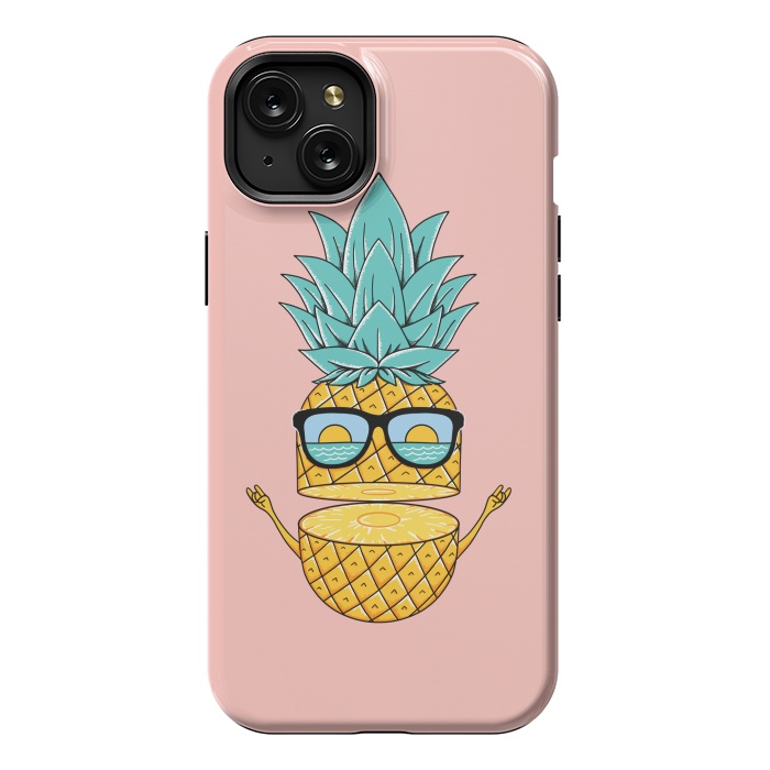 iPhone 15 Plus StrongFit Pineapple Sunglasses Pink by Coffee Man