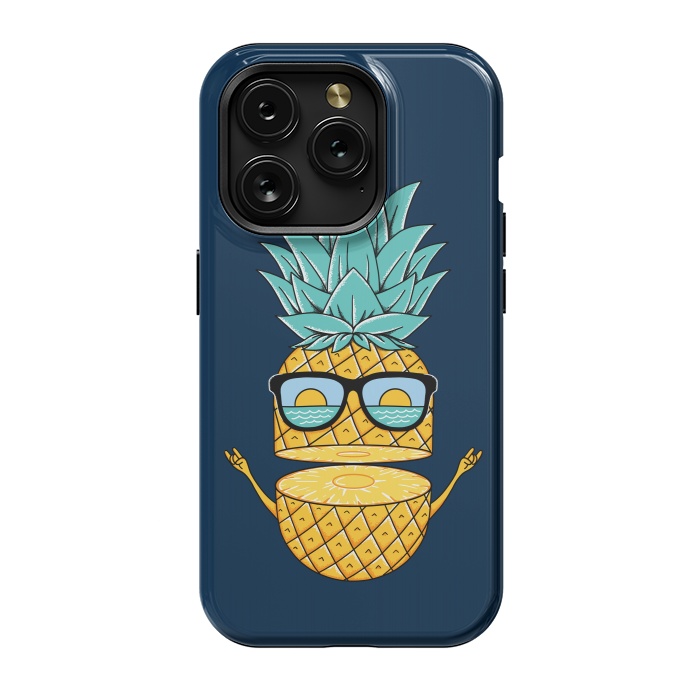 iPhone 15 Pro StrongFit Pineapple Sunglasses Blue by Coffee Man