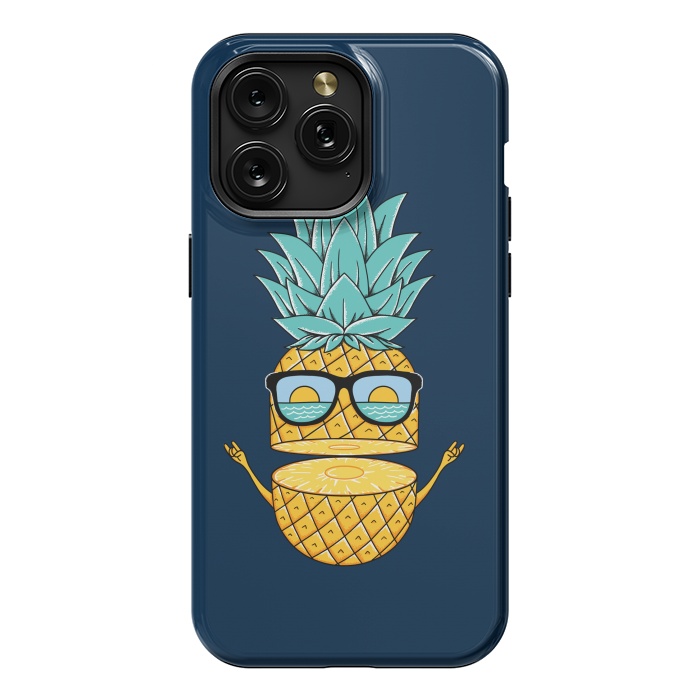 iPhone 15 Pro Max StrongFit Pineapple Sunglasses Blue by Coffee Man