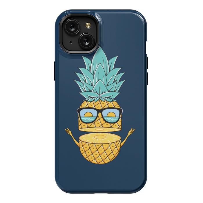 iPhone 15 Plus StrongFit Pineapple Sunglasses Blue by Coffee Man