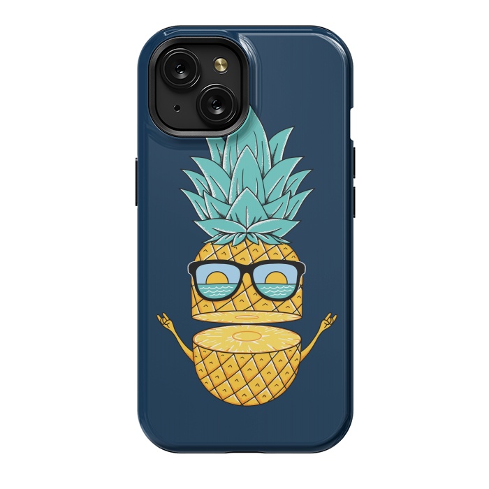 iPhone 15 StrongFit Pineapple Sunglasses Blue by Coffee Man