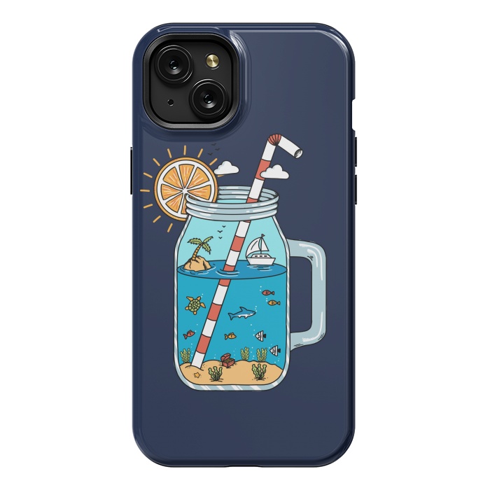 iPhone 15 Plus StrongFit Drink Landscape Blue by Coffee Man