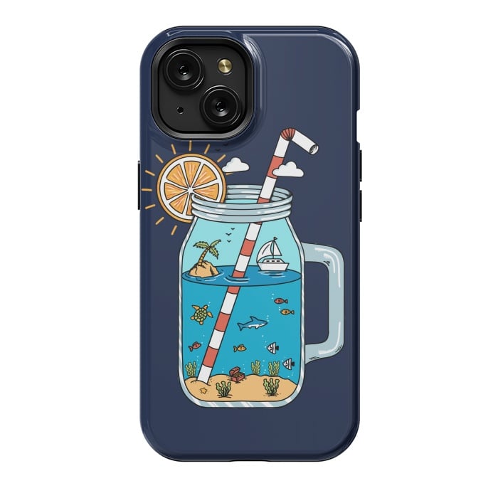 iPhone 15 StrongFit Drink Landscape Blue by Coffee Man