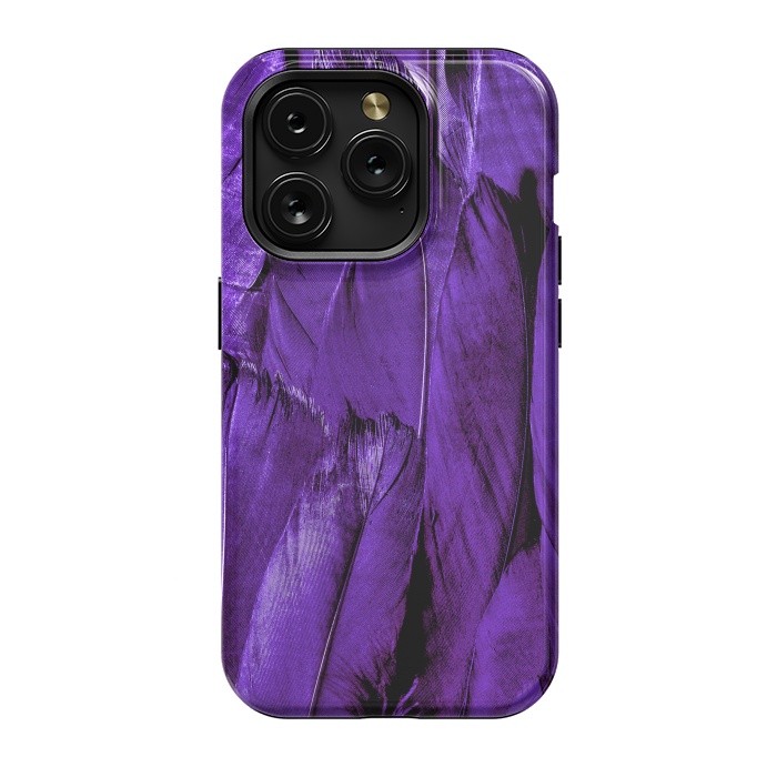 iPhone 15 Pro StrongFit Purple Feathers by Andrea Haase