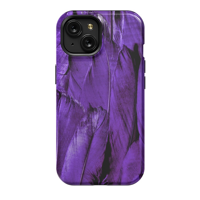 iPhone 15 StrongFit Purple Feathers by Andrea Haase