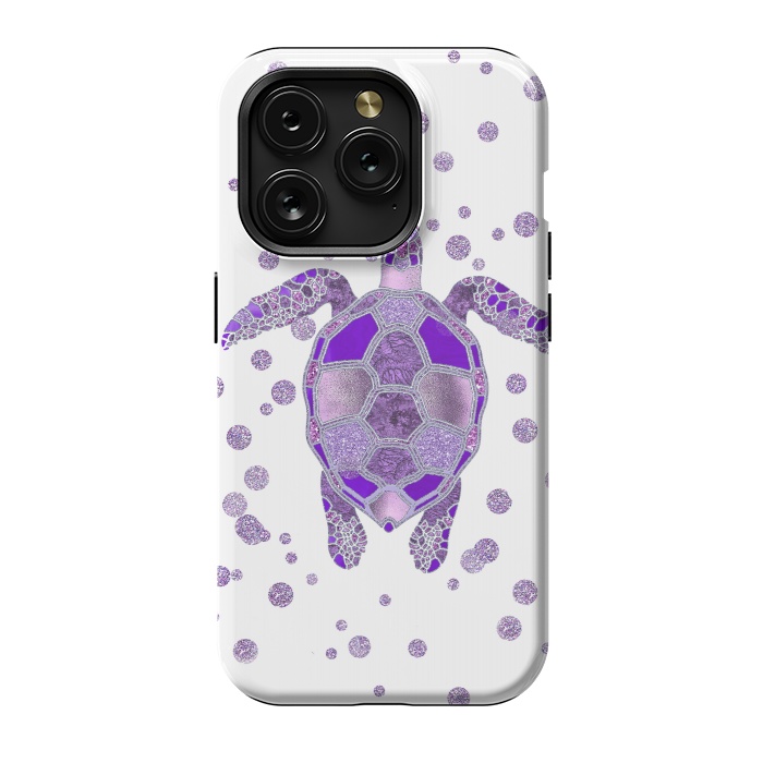 iPhone 15 Pro StrongFit Shimmering Purple Turtle by Andrea Haase