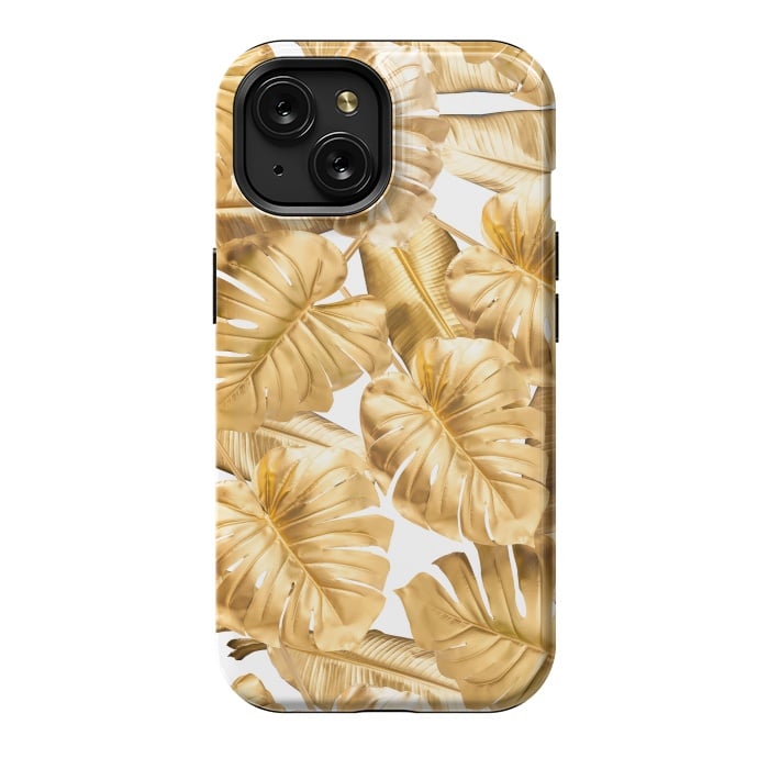 iPhone 15 StrongFit Aloha Gold Monstera Jungle by  Utart