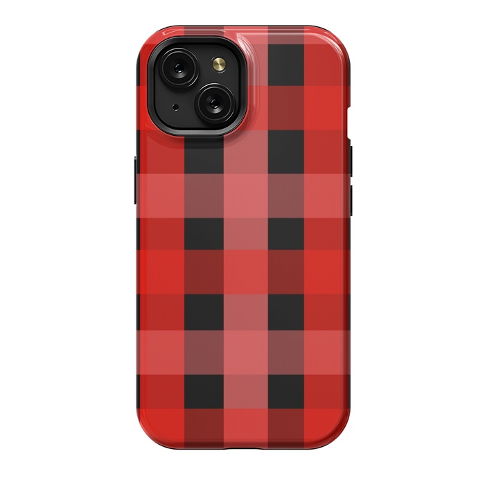 iPhone 15 StrongFit red black checks by MALLIKA