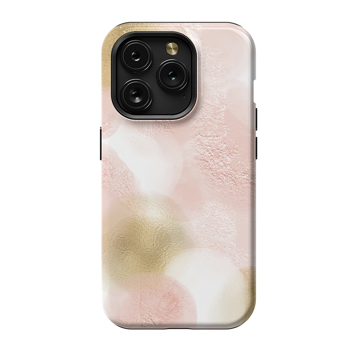 iPhone 15 Pro StrongFit Gold and Pink Blush Dots by  Utart