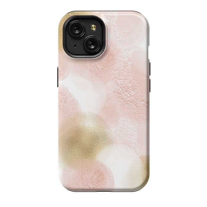 iPhone 15 StrongFit Gold and Pink Blush Dots by  Utart