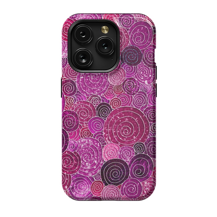 iPhone 15 Pro StrongFit Pink and Purple Metal Foil Circles  by  Utart