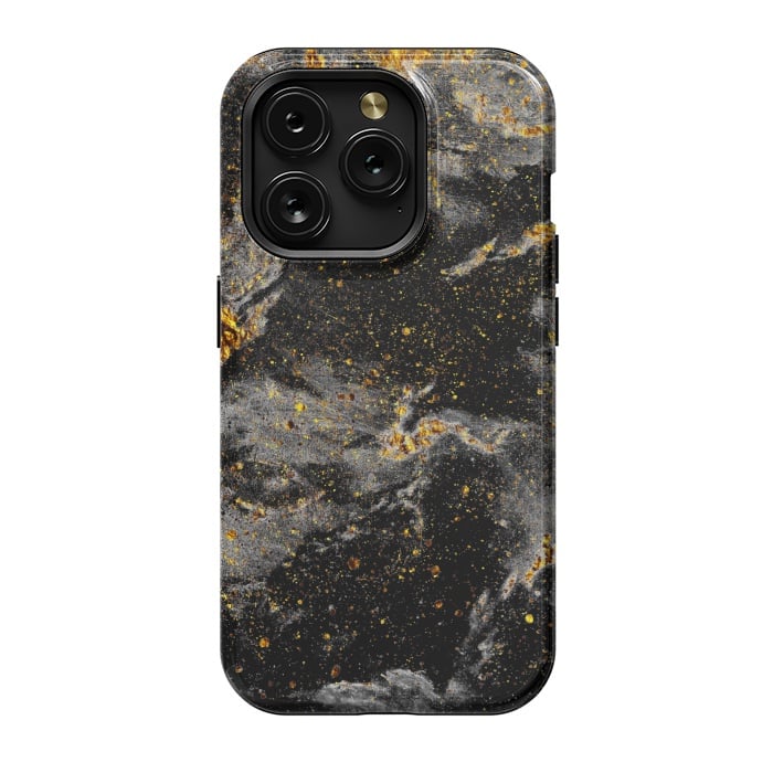 iPhone 15 Pro StrongFit Galaxy Black Gold by Gringoface Designs