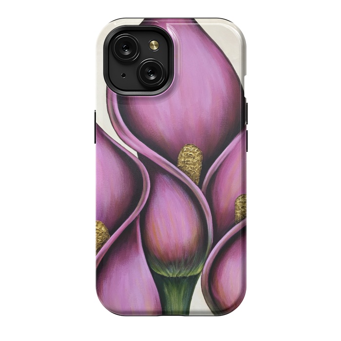 iPhone 15 StrongFit New Pink Calla Lilies by Denise Cassidy Wood