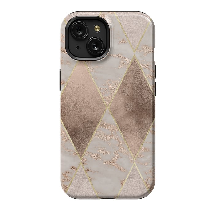 iPhone 15 StrongFit Marble Rose Gold Argyle Pattern by  Utart