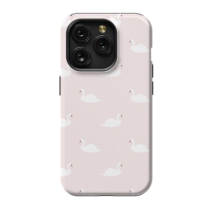 iPhone 15 Pro StrongFit Swan pattern on pink 033 by Jelena Obradovic