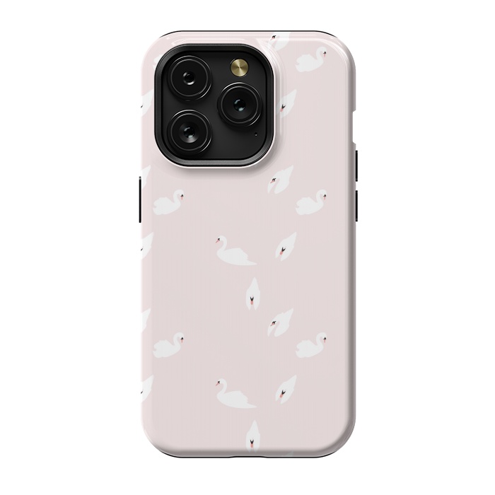 iPhone 15 Pro StrongFit Swan Pattern on Pink 034 by Jelena Obradovic