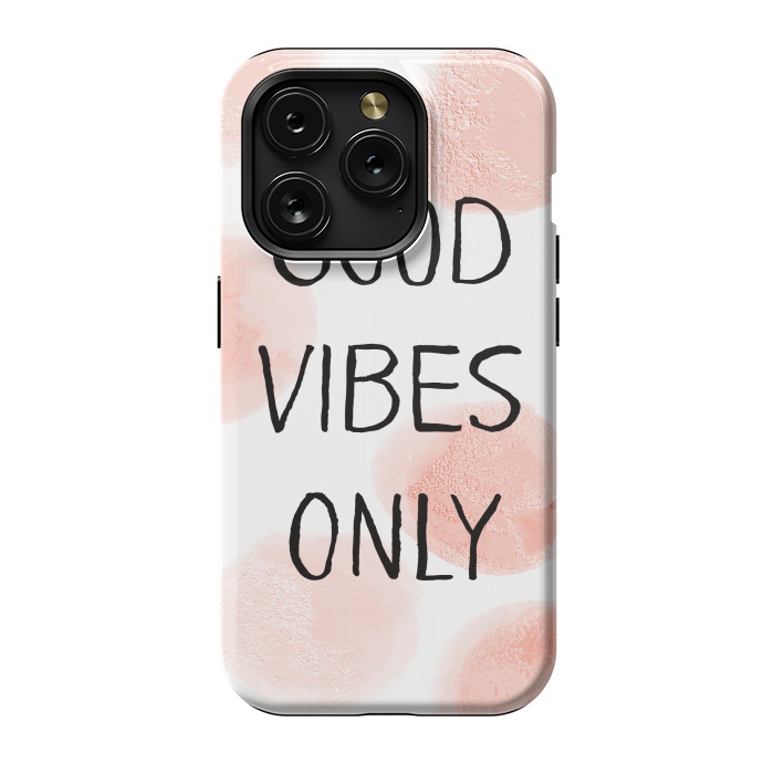 iPhone 15 Pro StrongFit Good Vibes Only - Rose Gold Polka Dots by  Utart