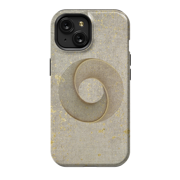 iPhone 15 StrongFit Golden Line Art Circles 2 by Andrea Haase