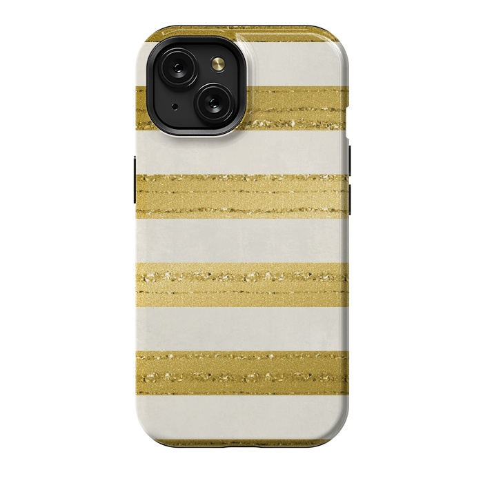 iPhone 15 StrongFit Golden Glitter Lines On Cream by Andrea Haase