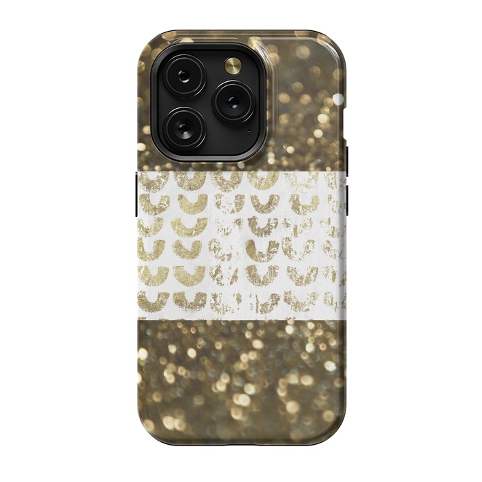 iPhone 15 Pro StrongFit Golden Glitter by Andrea Haase